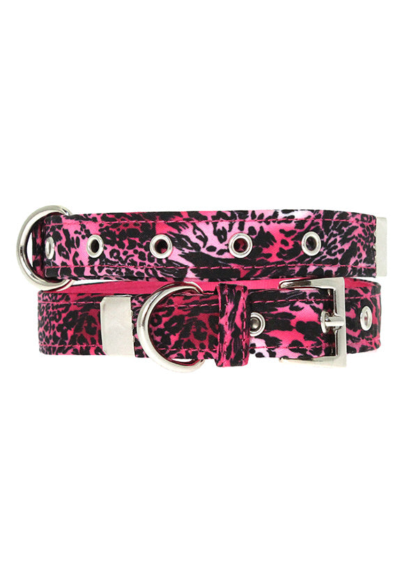 Pink Leopard Print Fabric Collar